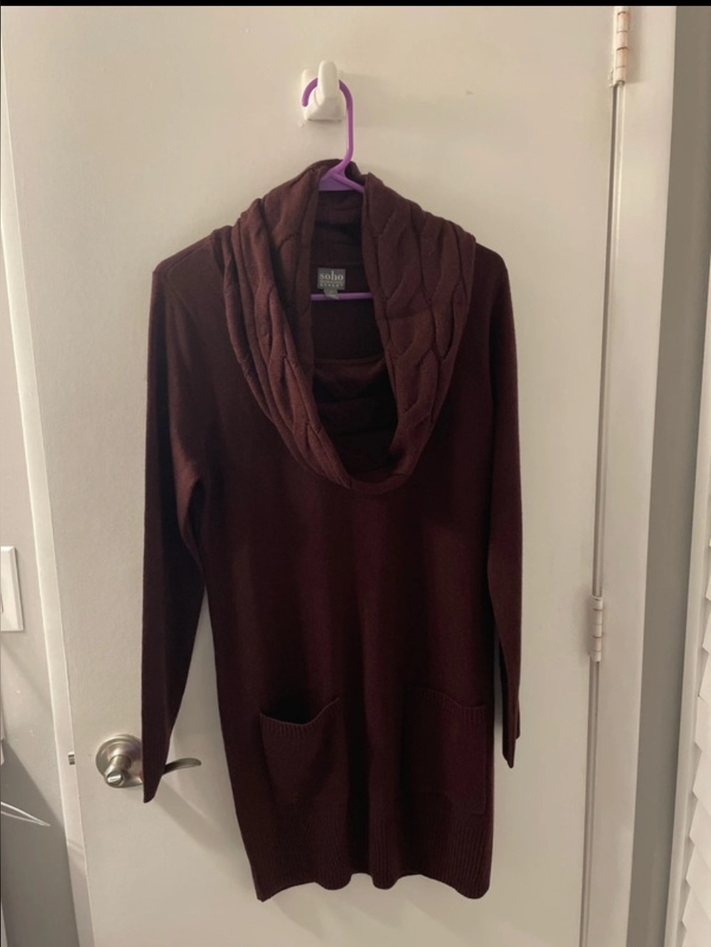 New York & Company Women’s Deep Burgundy Cowl Neck Sweater